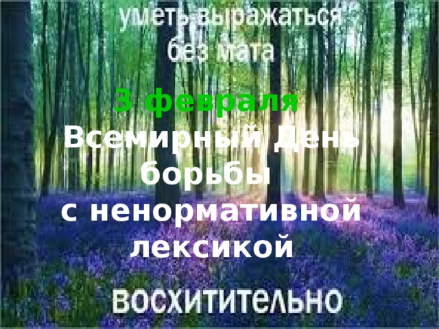 3 февраля Всемирный День борьбы с ненормативной лексикой 
