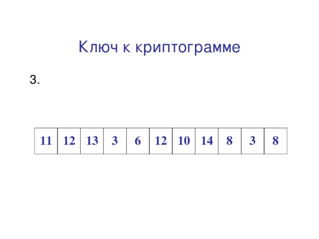 Ключ к криптограмме Пространства между клетками,  заполненные воздухом или межклеточной жидкостью 11 12 13 3 6 12 10 14 8 3 8 