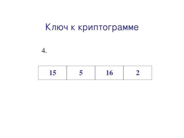Ключ к криптограмме Тонкий участок оболочки клетки 15 5 16 2 