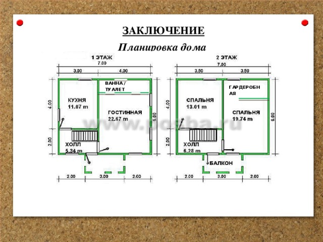 ЗАКЛЮЧЕНИЕ Планировка дома ВАННА / ТУАЛЕТ ГАРДЕРОБНАЯ 