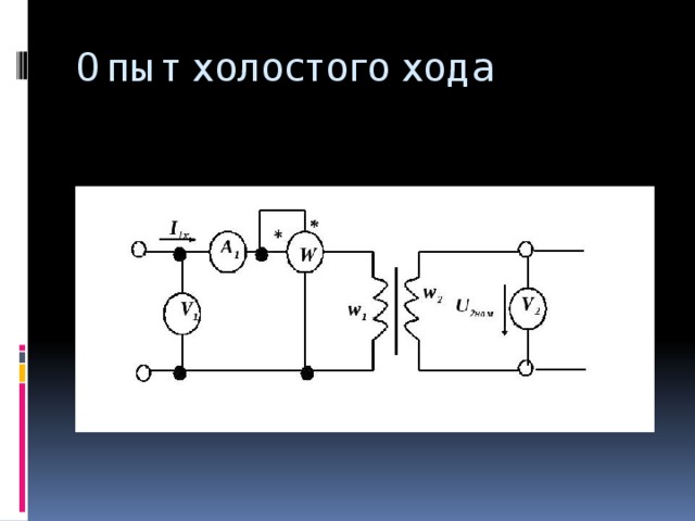 Опыт холостого хода 