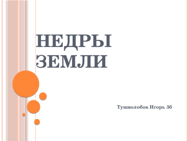Недры Земли Тушнолобов Игорь 3б 