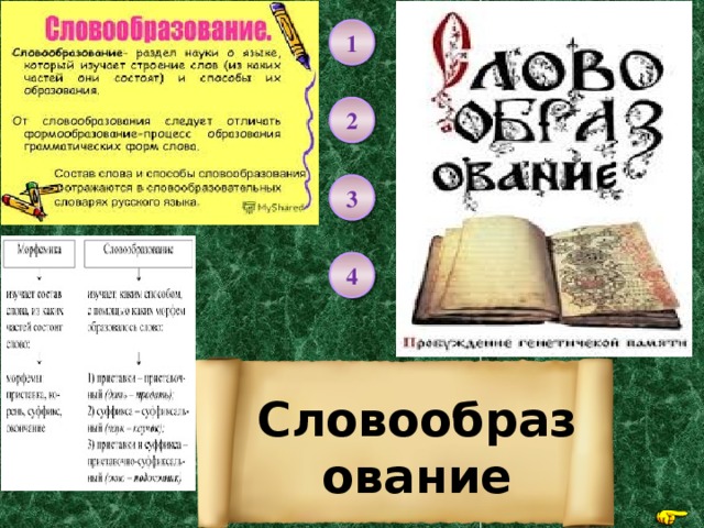 1 2 3 4 Словообразование 