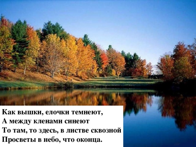 Березы желтою резьбой  Блестят в лазури голубой,