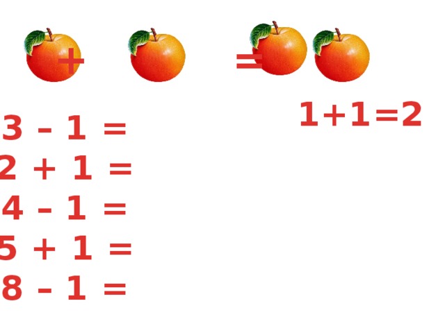 + = 1+1=2 3 – 1 = 2 + 1 = 4 – 1 = 5 + 1 = 8 – 1 =