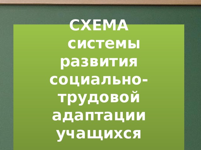 СХЕМА  системы развития социально-трудовой адаптации  учащихся   От успешного обучения до профессионального и социального самоопределения.  