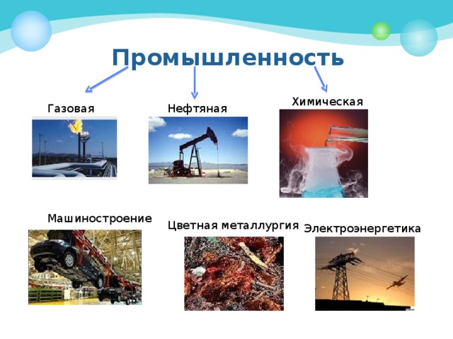 Промышленность Химическая Газовая Нефтяная Машиностроение Цветная металлургия Электроэнергетика 