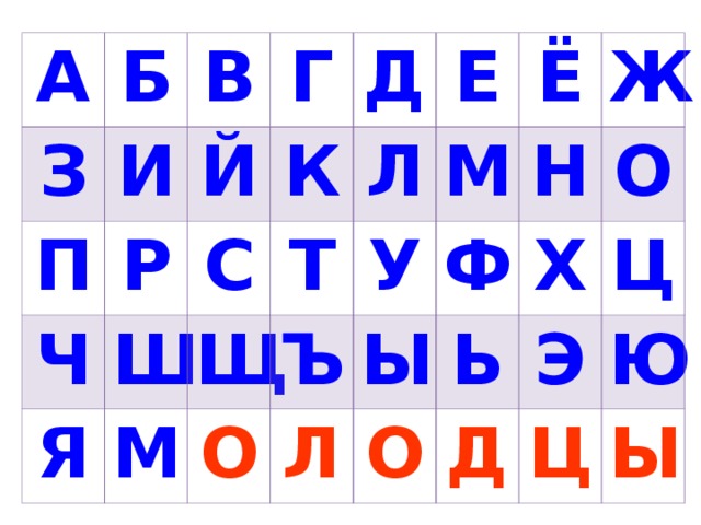 А Б З В П И Г Р Й Ч Я С К Ш Д Л Щ М Т Е Ъ О У М Ё Ы Л Ф Н Ж О О Ь Х Ц Д Э Ю Ц Ы 