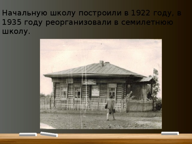 Начальную школу построили в 1922 году, в 1935 году реорганизовали в семилетнюю школу. 