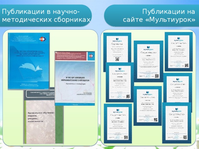 Публикации на сайте «Мультиурок» Публикации в научно-методических сборниках   