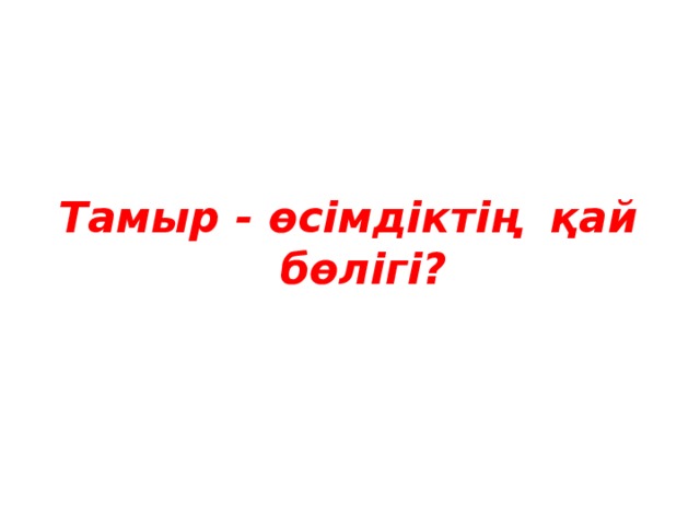    Тамыр - өсімдіктің қай бөлігі?               