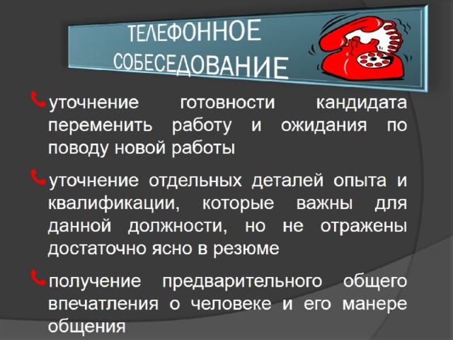 ТЕЛЕФОННОЕ  СОБЕСЕДОВАНИЕ 