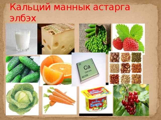Кальций маннык астарга элбэх 