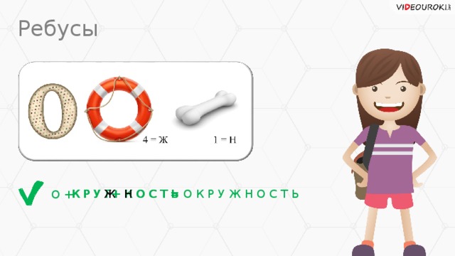 Ребусы К Р У Г = О К Р У Ж Н О С Т Ь + К О С Т Ь + Н О С Т Ь К Р У Ж О +