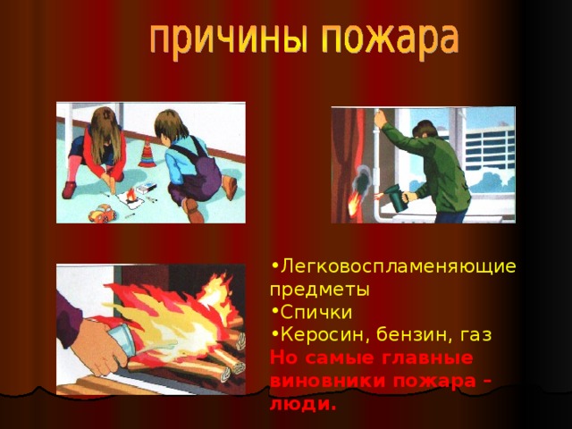 Неисправность электрических приборов Забывчивость  (забыл выключить) Искра (печь, камин)   