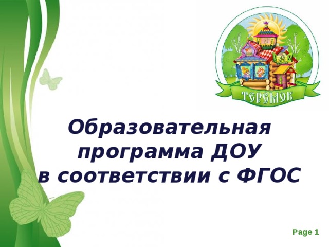   Образовательная программа ДОУ  в соответствии с ФГОС 