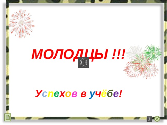 МОЛОДЦЫ !!! У с п е х о в в у ч ё б е !