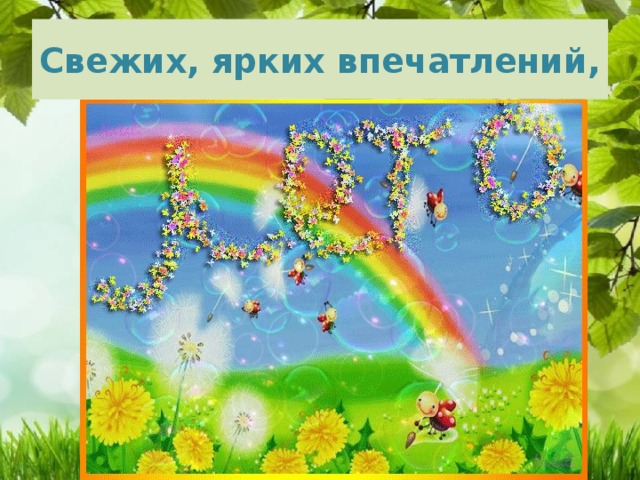 Свежих, ярких впечатлений, 