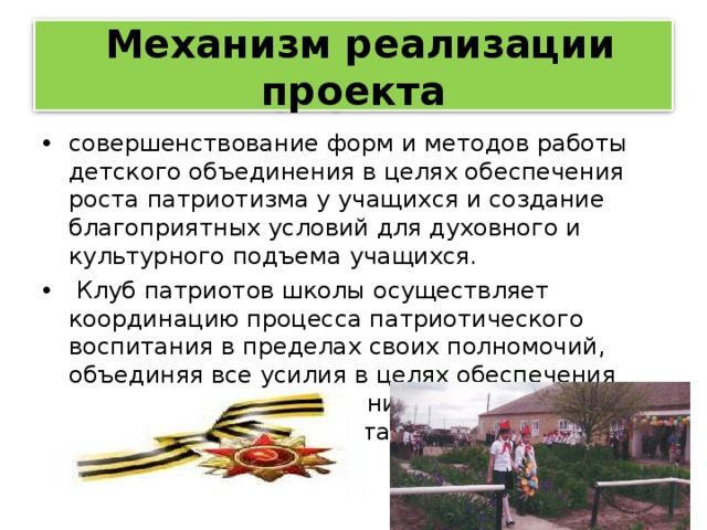 Механизм реализации проекта