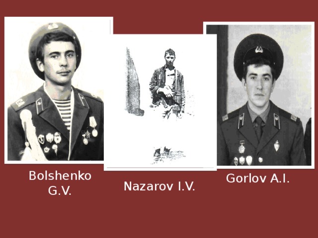 Bolshenko G.V. Gorlov A.I. Nazarov I.V. 