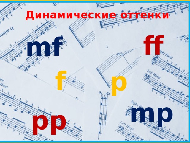 Динамические оттенки ff  mf f  р mр рр 