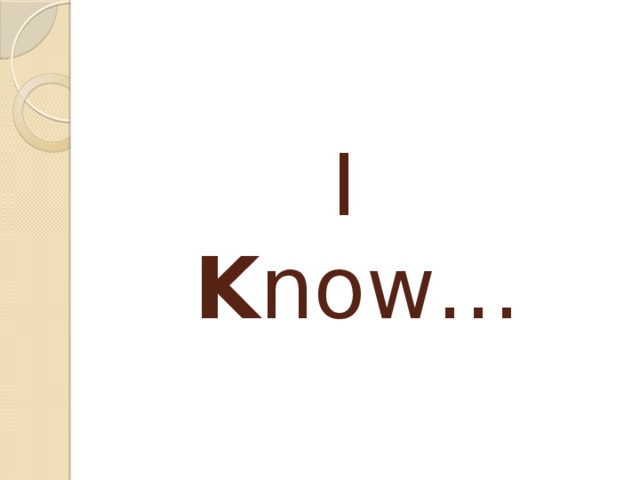 I   K now… 