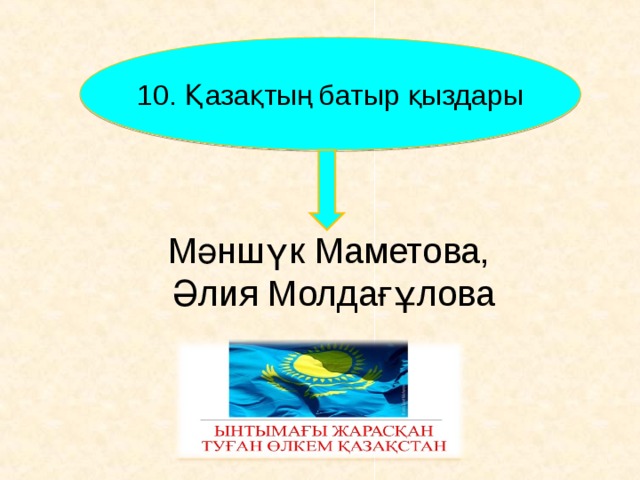 1 0 . Қазақтың батыр қыздары Мәншүк Маметова, Әлия Молдағұлова       