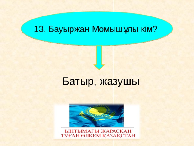13 . Бауыржан Момышұлы кім? Батыр, жазушы     
