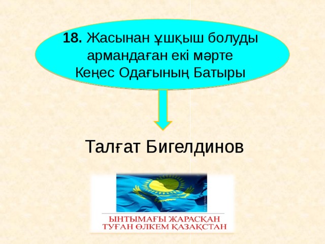 18. Жасынан ұшқыш болуды армандаған екі мәрте Кеңес Одағының Батыры Талғат Бигелдинов      