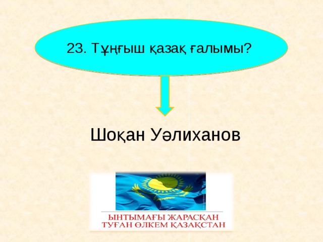 23. Тұңғыш қазақ ғалымы? Шоқан Уәлиханов    
