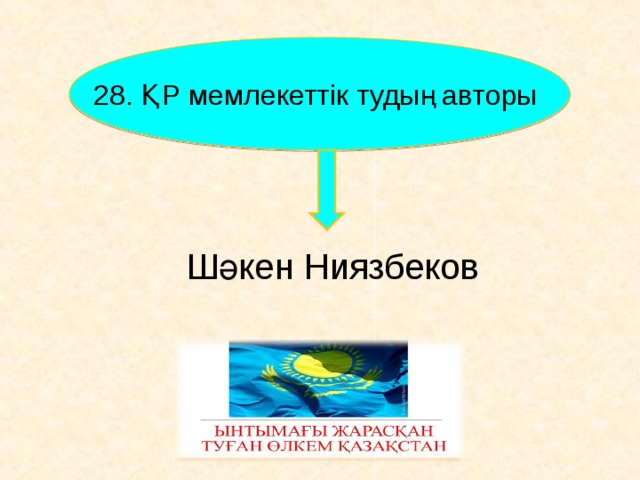 2 8. ҚР мемлекеттік тудың авторы Шәкен Ниязбеков     