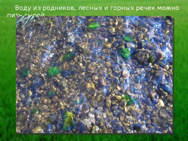 Воду из родников, лесных и горных речек можно пить сырой. 