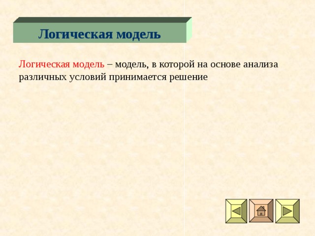 Логическая модель Логическая модель 