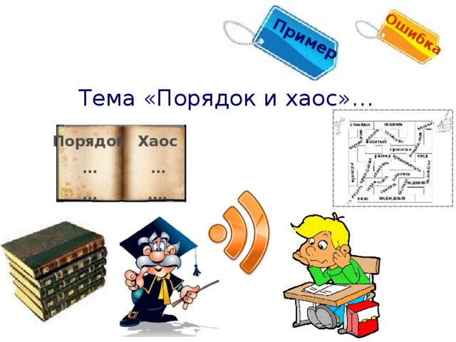 Пример Ошибка 1 Тема «Порядок и хаос»… Порядок … … Хаос … … . 