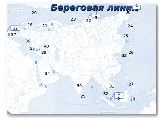 Береговая линия 10 14 38 20 13 23 22 3 19 21 24 7 12 1 2 8 37 25 16 36 40 35 17 39 26 33 9 5 34 18 27 30 6 31 4 32 29 15 11 28 