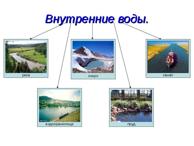 Внутренние воды. река озеро канал водохранилище пруд 