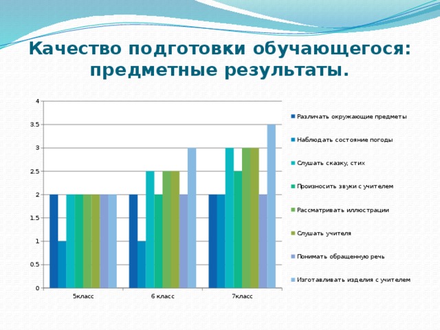 Качество подготовки обучающегося: предметные результаты. 