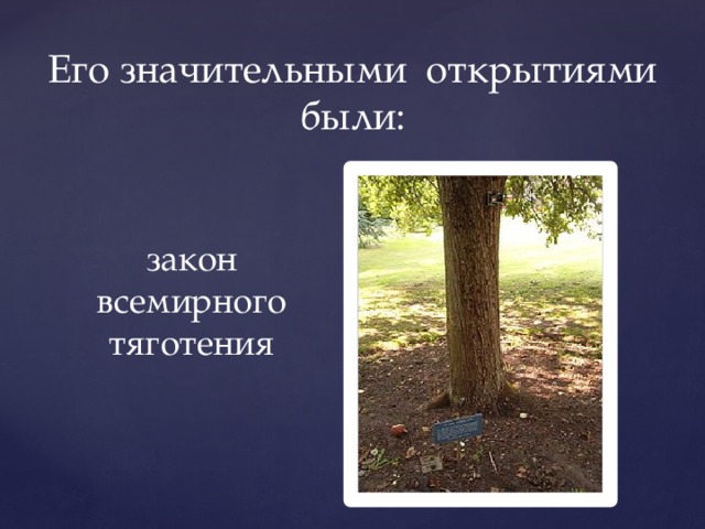 Его значительными открытиями были: закон всемирного тяготения 