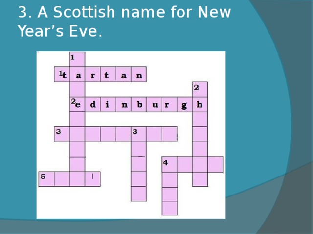 3. A Scottish name for New Year’s Eve.   
