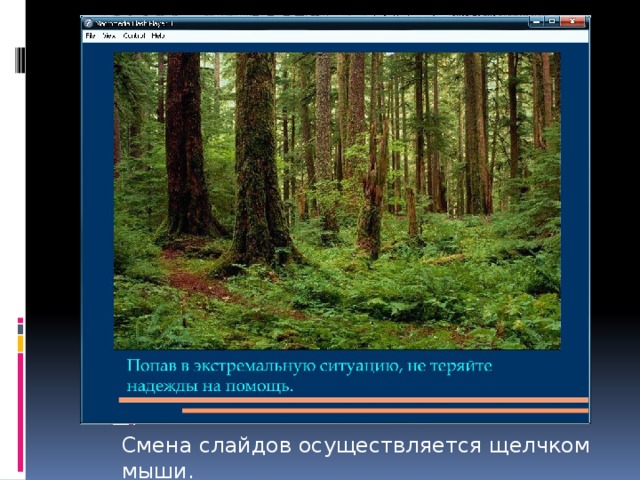 Смена слайдов осуществляется щелчком мыши. 