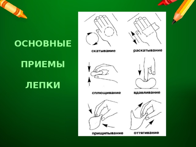ОСНОВНЫЕ  ПРИЕМЫ  ЛЕПКИ 