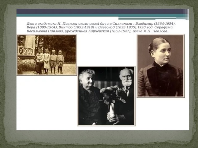 В 1860— 1869 гг. Павлов учился в Рязанском духовном училище, затем в семинарии. Под впечатлением от книги И. М. Сеченова «Рефлексы головного мозга» он добился у отца позволения сдавать экзамены в Петербургский университет и в 1870 г. поступил на естественное отделение физико-математического факультета. В 1875 г. Павлов удостоился золотой медали за работу «О нервах, заведующих работою в поджелудочной железе». Получив степень кандидата естественных наук, поступил на третий курс Медико-хирургической академии и окончил её с отличием. В 1883 г. защитил диссертацию «Центробежные нервы сердца» (одна из нервных ветвей, идущая к сердцу, ныне усиливающий нерв Павлова). С 1879года Иван Петрович стал заведующим лабораторией при клинике Боткина. 