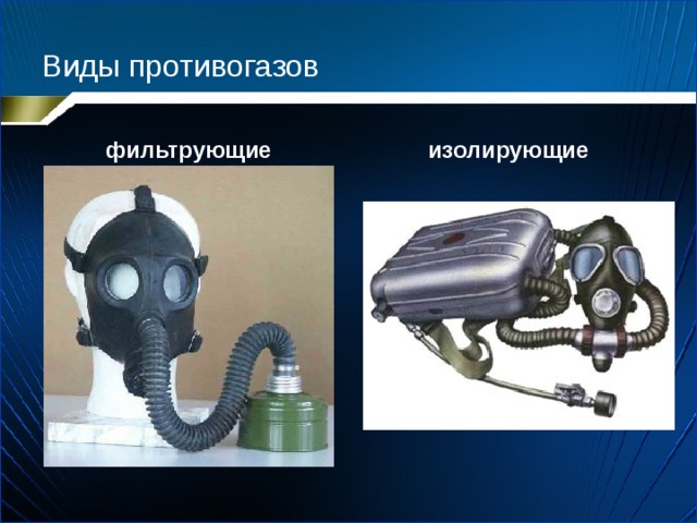 Виды противогазов фильтрующие изолирующие 