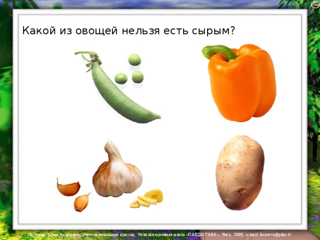 Какой из овощей нельзя есть сырым? 