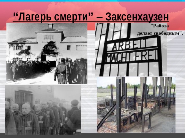 “ Лагерь смерти ”  – Заксенхаузен 
