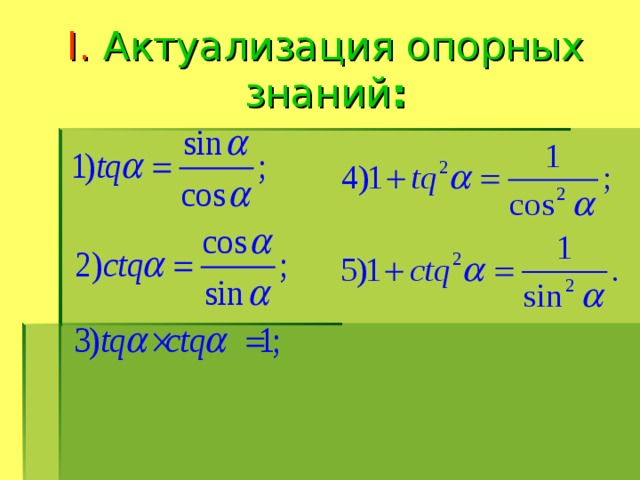 І. Актуализация опорных знаний : 