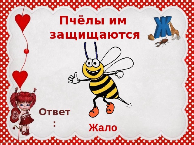 Пчёлы им  защищаются Ответ: Жало