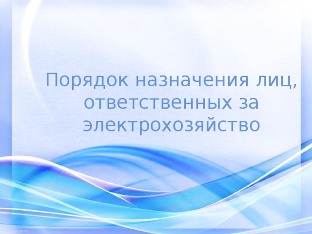 Порядок назначения лиц, ответственных за электрохозяйство 