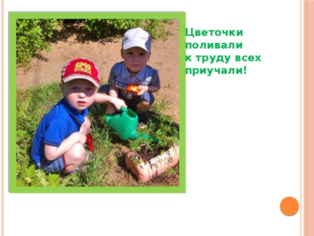 Цветочки поливали  к труду всех приучали! 