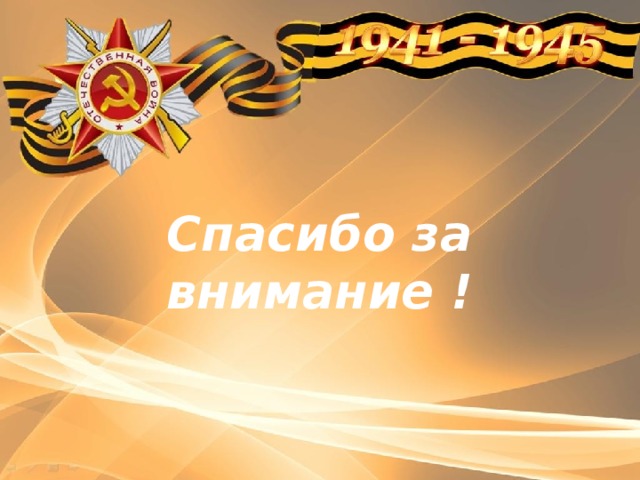  Спасибо за внимание ! 